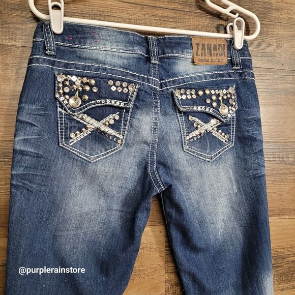Vtg Zanadi Jeans Size 9 Bootcut Low Rise Embellished Button Flap Western Y2K - Picture 5 of 13